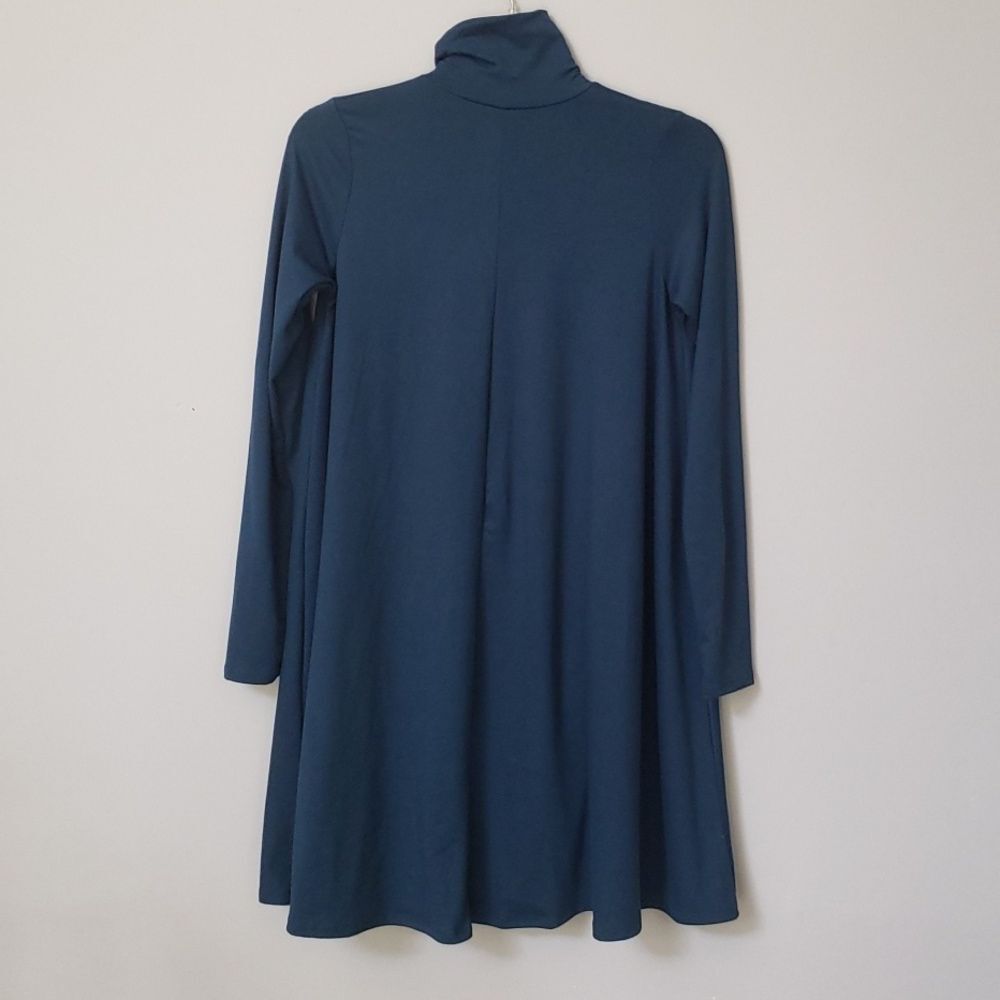 Acting Pro Dress Womens sz Medium Teal Knit Cozy Turtleneck Tunic A Line - Picture 3 of 5